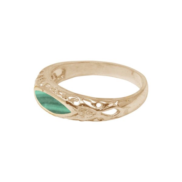 Yellow Gold Malachite Oval Ring