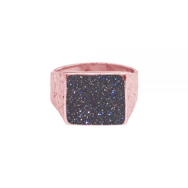 Rose Gold Blue Goldstone Ring