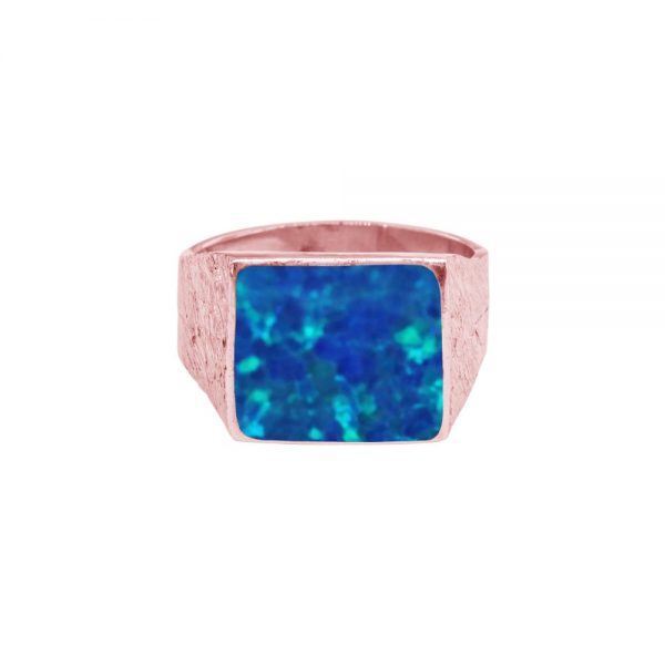 Rose Gold Opalite Cobalt Blue Ring