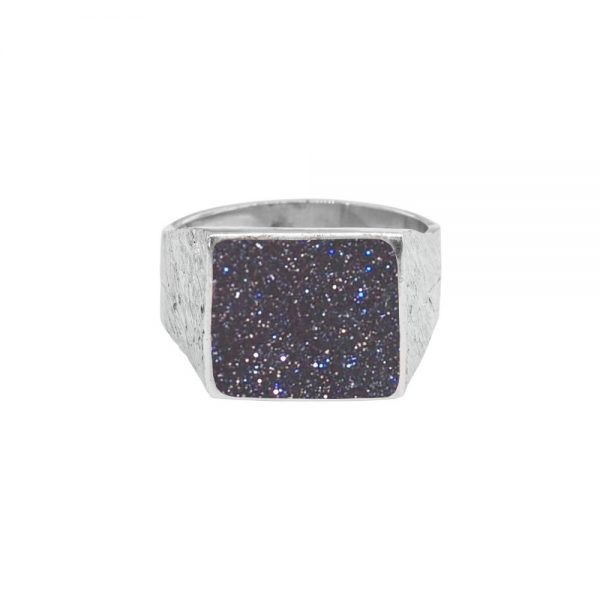 Silver Blue Goldstone Ring