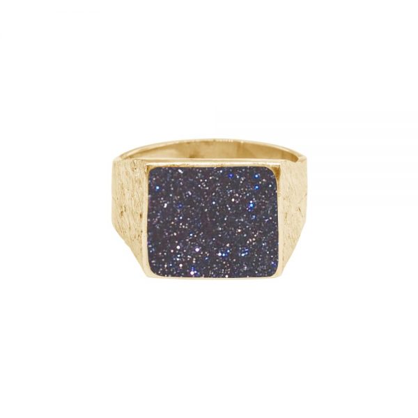 Yellow Gold Blue Goldstone Ring