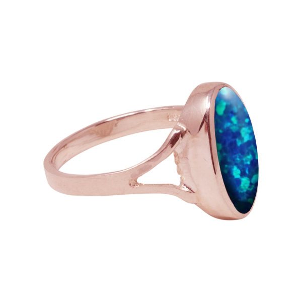 Rose Gold Opalite Cobalt Blue Oval Ring