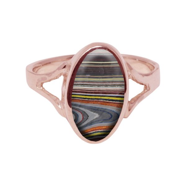 Rose Gold Fordite Oval Ring