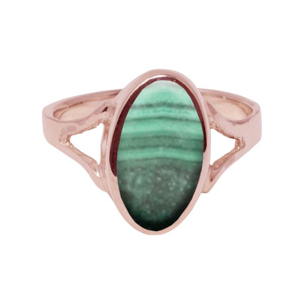 Rose Gold Malachite Oval Ring