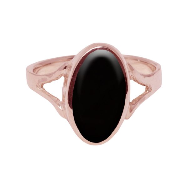 Rose Gold Whitby Jet Oval Ring