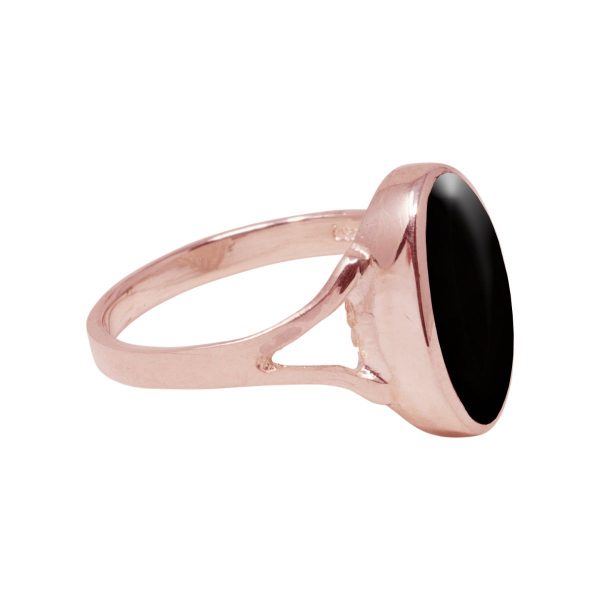 Rose Gold Whitby Jet Oval Ring