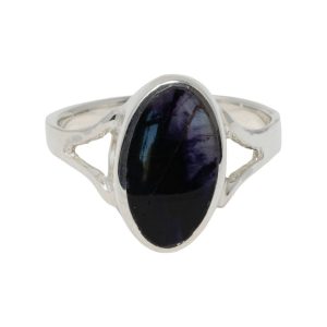 Silver Blue John Oval Stone Ring