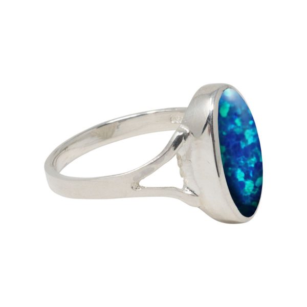 Silver Opalite Cobalt Blue Oval Ring