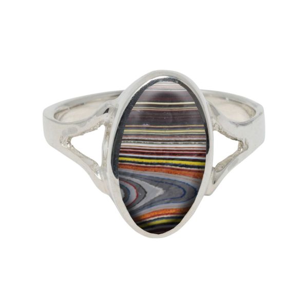 Silver Fordite Oval Ring