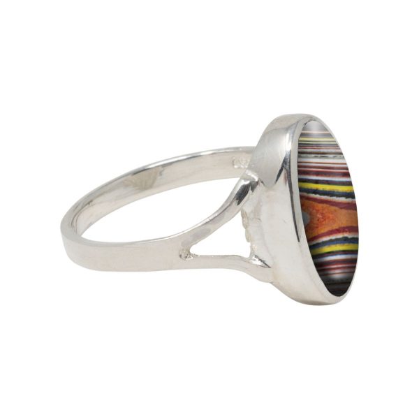 Silver Fordite Oval Ring