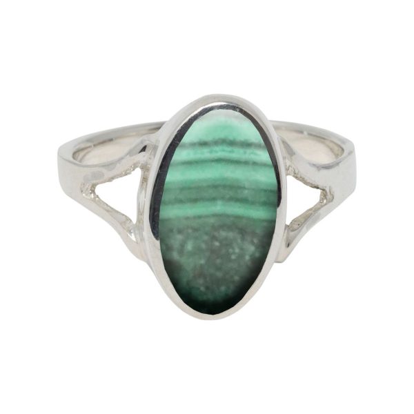 Silver Malachite Oval Ring