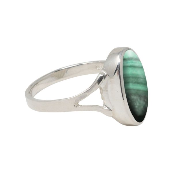 Silver Malachite Oval Ring