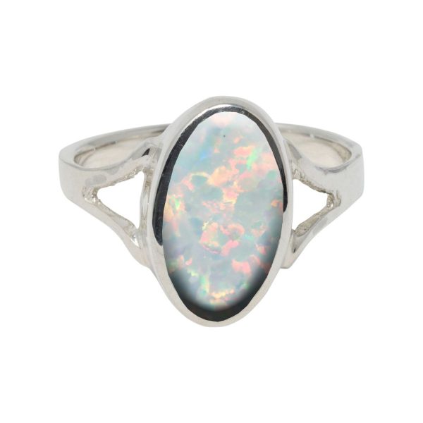 Silver Opalite Sun Ice Oval Ring