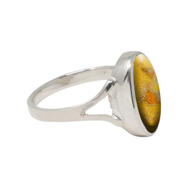 White Gold Bumblebee Jasper Oval Ring