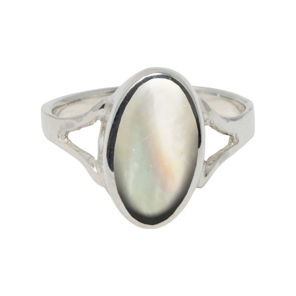 White Gold Mother of Pearl Oval Ring