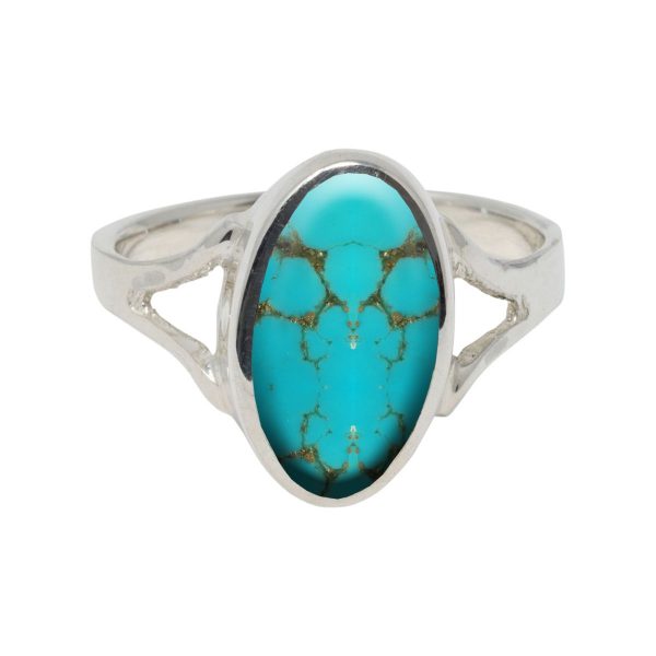 White Gold Turquoise Oval Ring