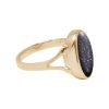 Yellow Gold Blue Goldstone Oval Ring