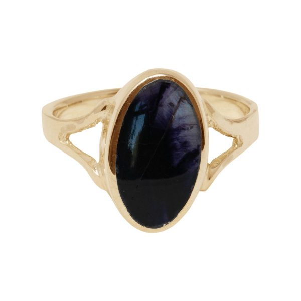 Yellow Gold Blue John Oval Ring