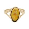 Yellow Gold Bumblebee Jasper Oval Ring