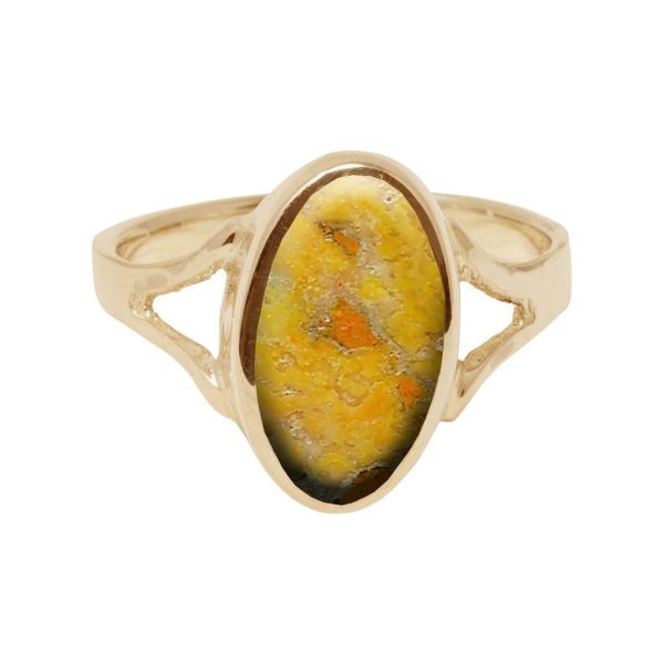 Yellow Gold Bumblebee Jasper Oval Ring