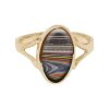 Yellow Gold Fordite Oval Ring
