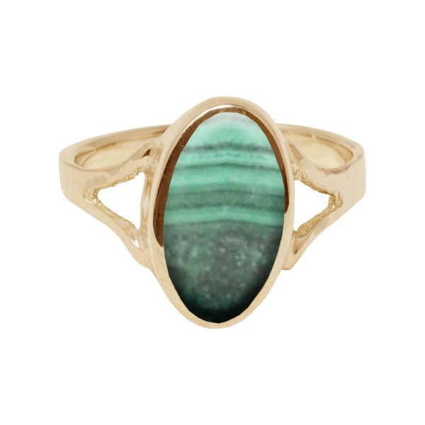 Yellow Gold Malachite Oval Ring