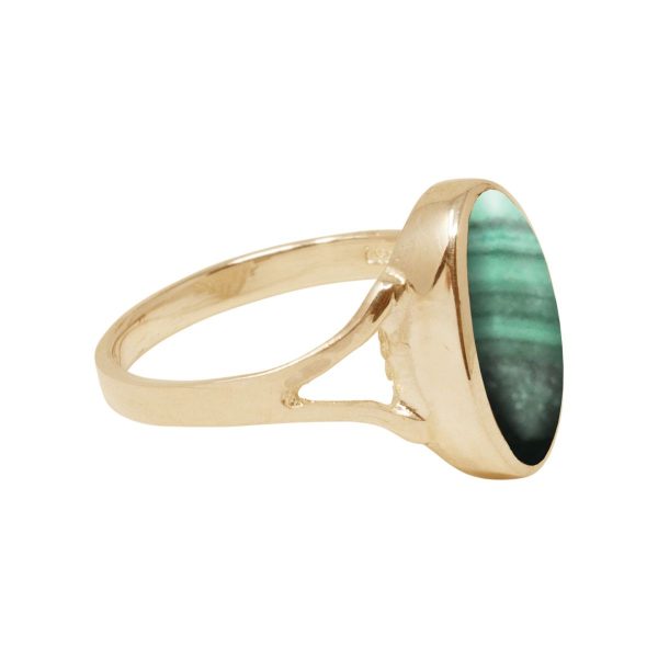 Yellow Gold Malachite Oval Ring