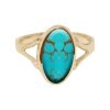 Yellow Gold Turquoise Oval Ring