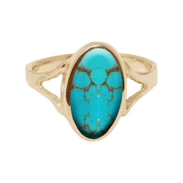 Yellow Gold Turquoise Oval Ring