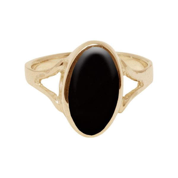 Yellow Gold Whitby Jet Oval Ring