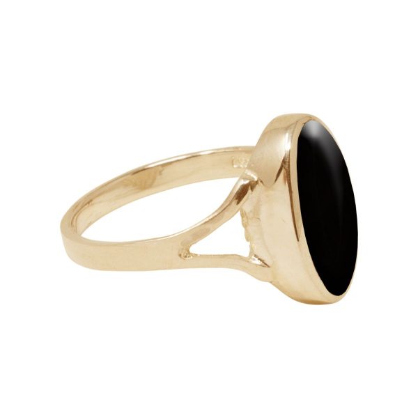 Yellow Gold Whitby Jet Oval Ring