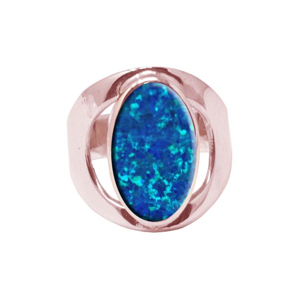 Rose Gold Opalite Cobalt Blue Oval Ring