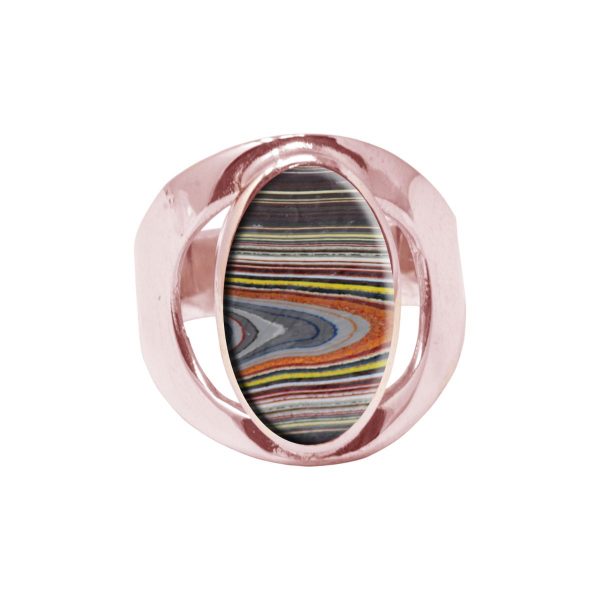 Rose Gold Fordite Oval Ring