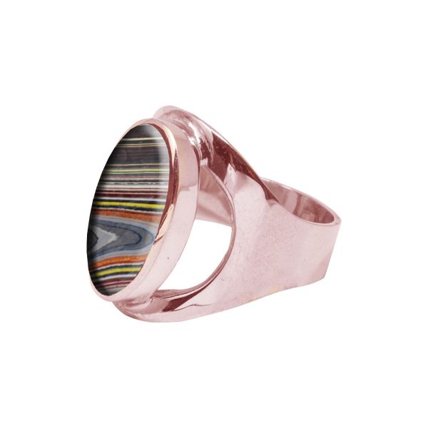 Rose Gold Fordite Oval Ring