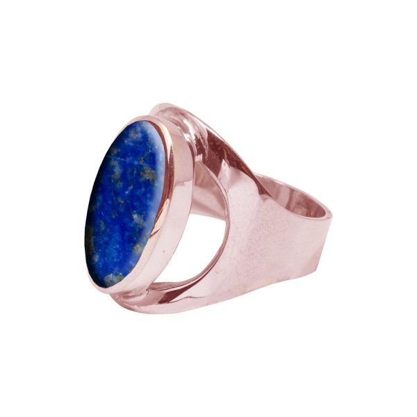 Rose Gold Lapis Oval Ring