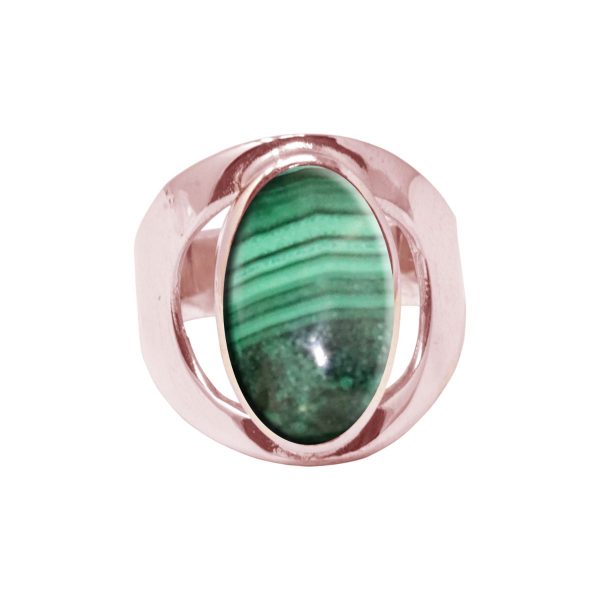 Rose Gold Malachite Oval Ring