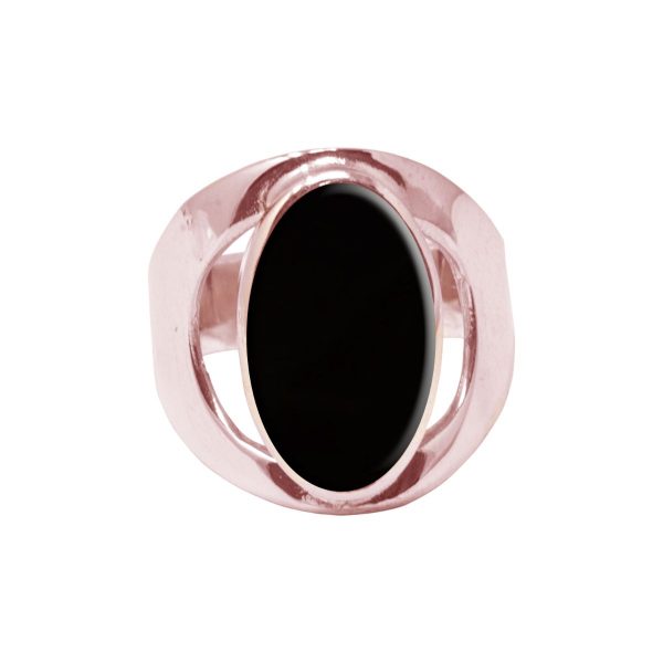 Rose Gold Whitby Jet Oval Ring