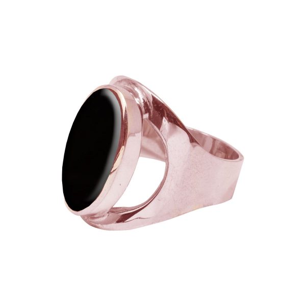 Rose Gold Whitby Jet Oval Ring