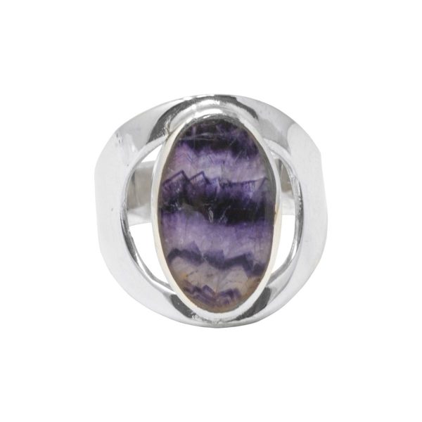 Silver Blue John Oval Stone Ring