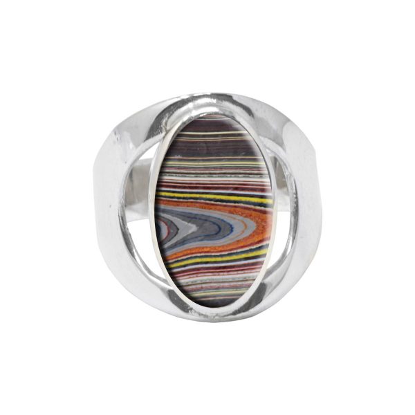 Silver Fordite Oval Ring