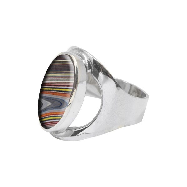 Silver Fordite Oval Ring