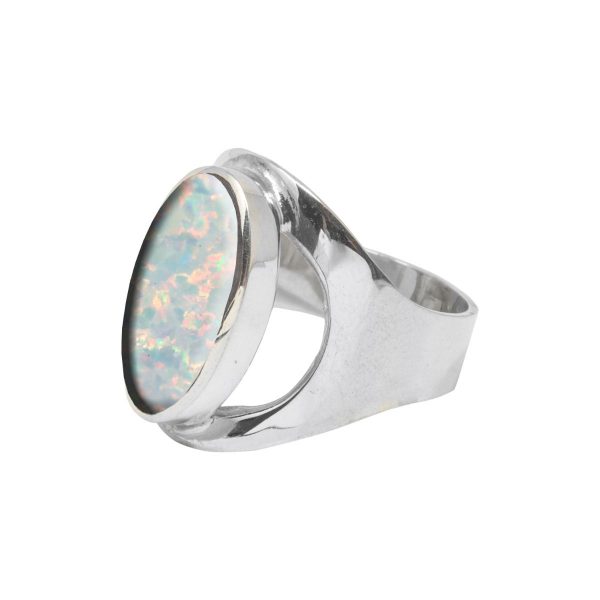 Silver Opalite Sun Ice Oval Ring