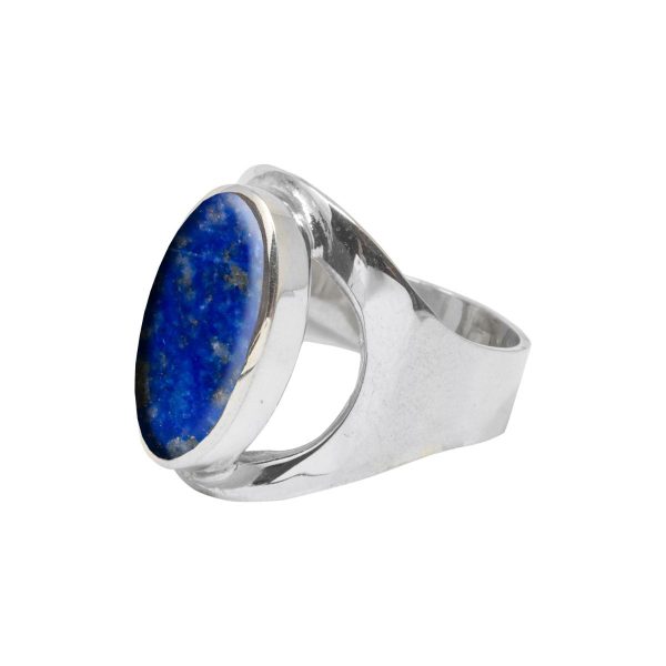 White Gold Lapis Oval Ring