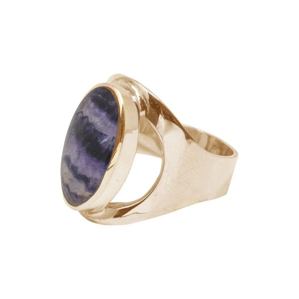 Yellow Gold Blue John Oval Ring