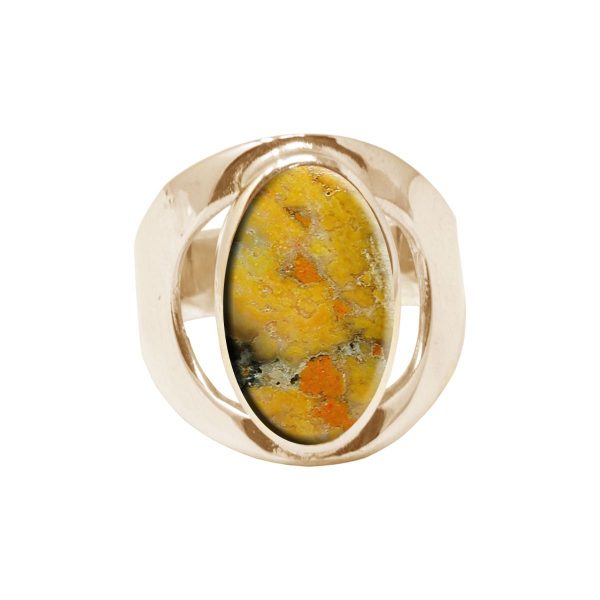 Yellow Gold Bumblebee Jasper Oval Ring