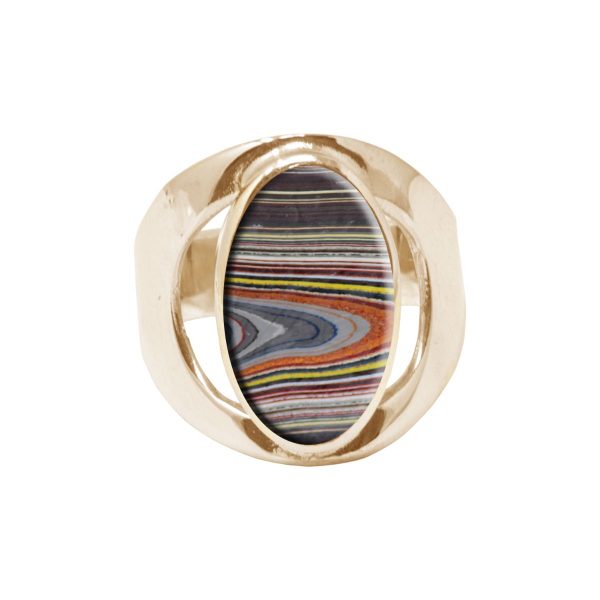 Yellow Gold Fordite Oval Ring