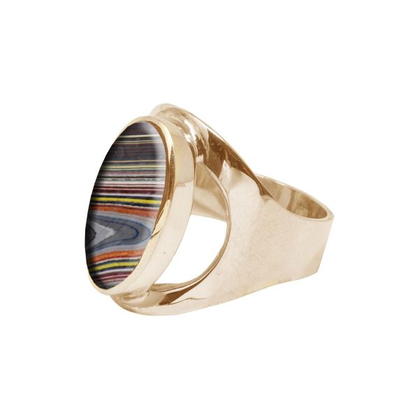 Yellow Gold Fordite Oval Ring