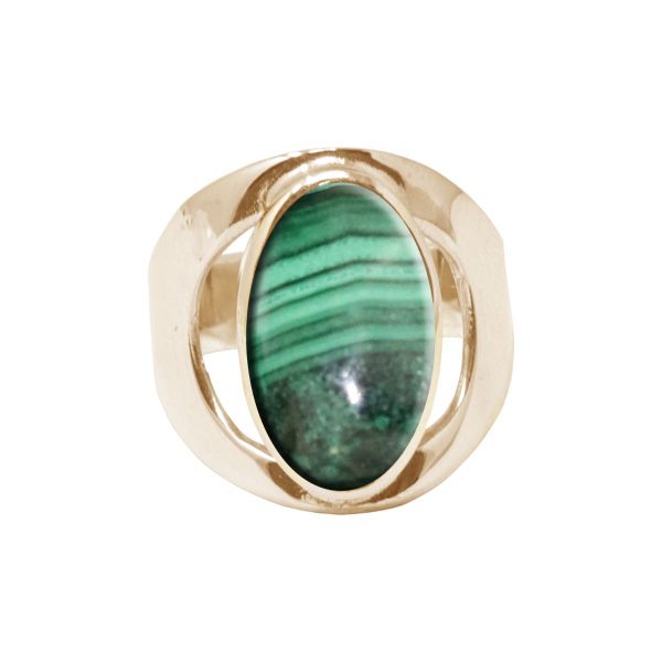 Yellow Gold Malachite Oval Ring