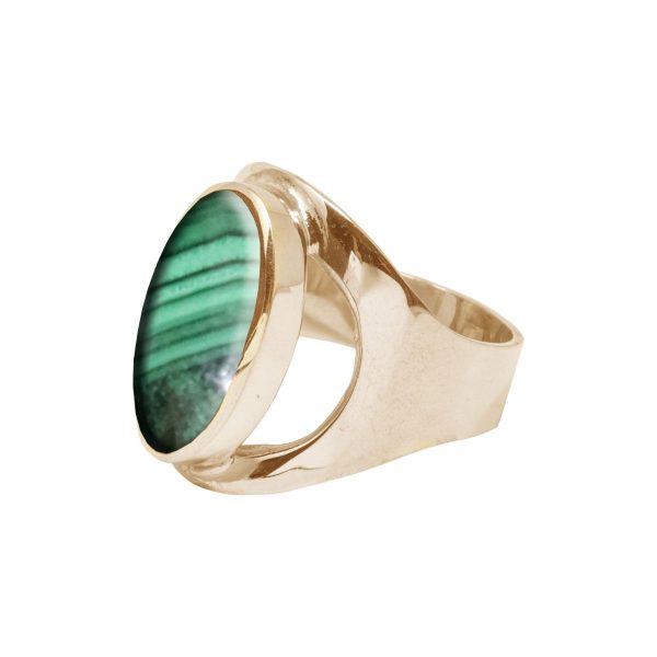 Yellow Gold Malachite Oval Ring