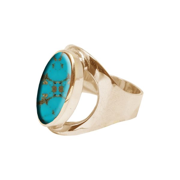 Yellow Gold Turquoise Oval Ring